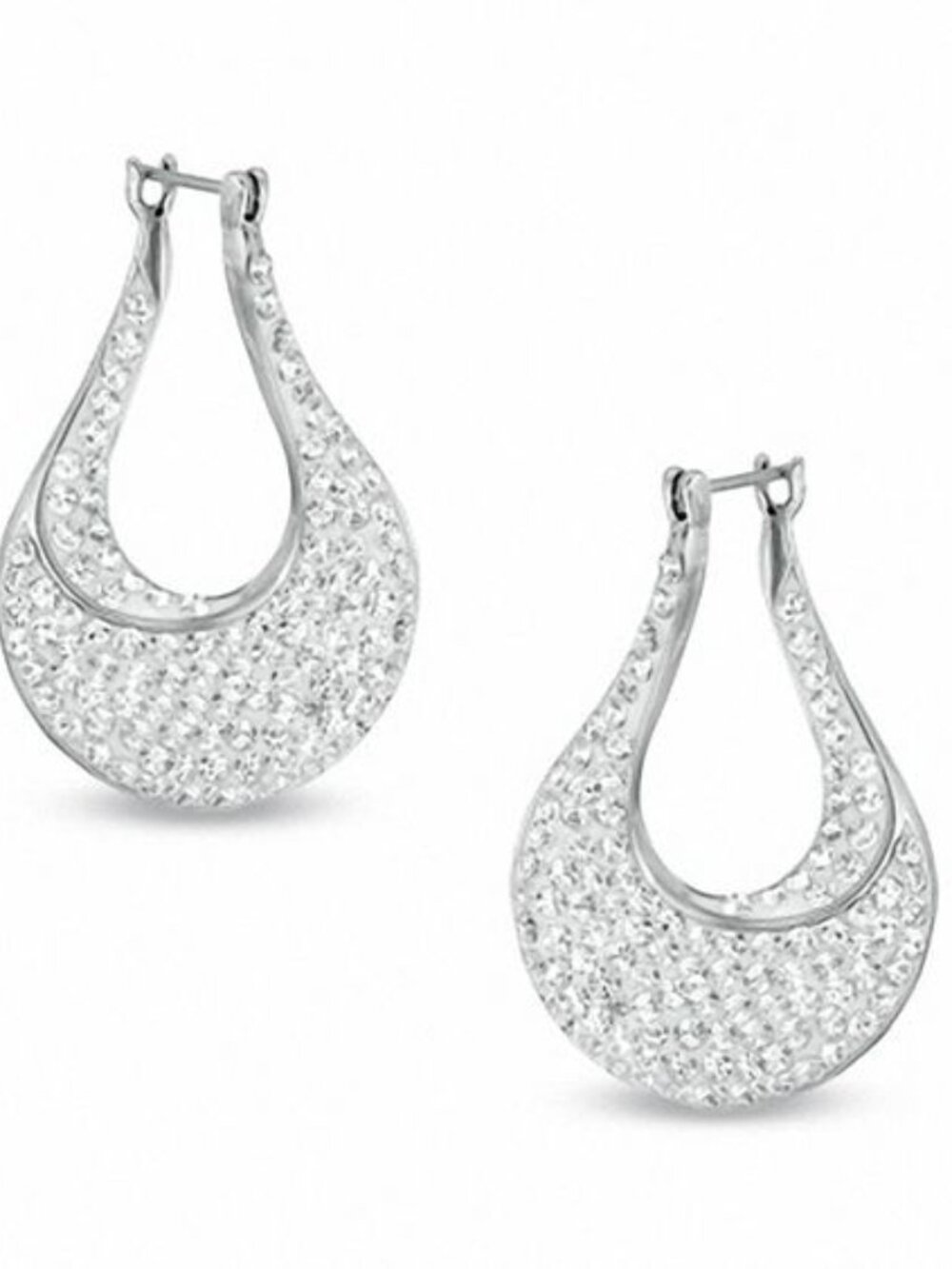 925 Sterling Silver Pave Crystal Swirl Teardrop Dangle Earrings